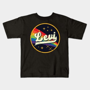 Levi // Rainbow In Space Vintage Grunge-Style Kids T-Shirt